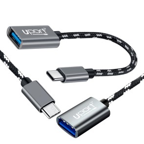 UPORT USB 2.0 Type C to USB OTG Adapter, Type C OTG Male to USB Female Adaptor Cable (Grey, 15 cm)