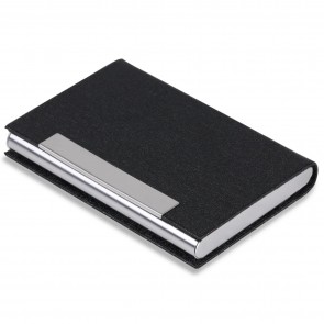 Storite PU Leather Steel Business Visiting Name Card Holder for Men and Women -(Black,6.5 x 1.5 x 9.5 cm)