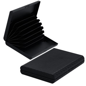Storite 8 Slot Metal RFID Credit Or Debit Or ATM Bank Card Holder Wallet for Men & Women (Black Carbon Fiber, 9.5cm x 6.7cm x 1.5cm)