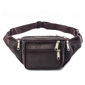 NISUN Pu Leather Waist Bag Fanny Travel Pack Hiking Zip Pouch Money Phone Belt Bum Bag with Adjustable Strap for Men - Brown