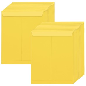 DAHSHA 20Pcs Laminated Yellow Paper A4 Size Envelope Ideal For Home Office Secure Mailing | Poly Laminated inside | 10 x 12 inch (Without Gummed Closures)