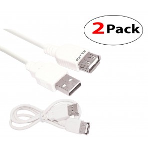 Storite Pack of 2 USB 2.0 Extension Cable - A-Male to A-Female – 2 Feet