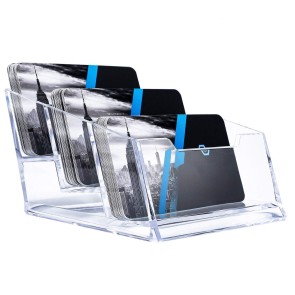 Dahsha Premium Business Card Holder 3 Tiers Acrylic Visiting Card Stand Organizer Clear Card Holder Display for Office