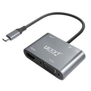UPORT 5 in 1 USB C Hub to HDMI VGA Multiport Adapter 4K HDMI 1080P VGA Audio USB3.0 100W PD Compatible with Type-C interfaces