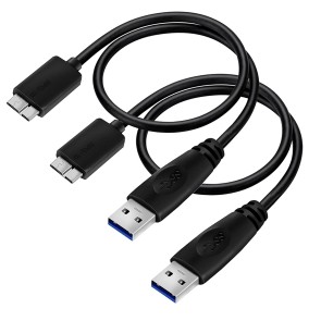 Storite 2PACK 45CM High Speed Micro USB 3.0 Cable A to Micro B for External & Desktop Hard Drives Black