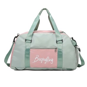 Storite Multi Purpose Travel Duffel Bag with Dry and Wet Separate Pocket, Lightweight Waterproof Backpack Carry Luggage Bag (GreenPink, 46x23x25 cm)