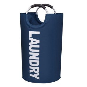 Storite 82L Laundry Bag with Aluminium Handles , Collapsible Laundry Bags , Foldable Laundry Hamper, Folding Washing Bin (Blue,73x36 cm)
