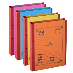DAHSHA 4 Pack Spring Files A4 Size Paper Folder Cobra File Document Organizer Certificates Holder- Color May Vary (35 x 26 x 3.5 cm)