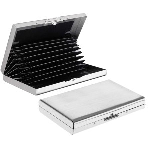 Storite Imported Large 10 Slots Metal RFID Metal Credit Debit ATM Card Holder Case Wallet for Men Women -Silver (10cm x 7cm x 1.5cm)