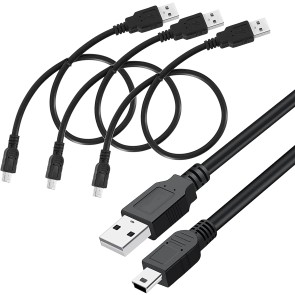 SaiTech IT 3 Pack USB 2.0 A to Mini 5 pin B Cable for External HDDS/Camera/Card Readers/MP3 Player/PS3 Controller/GPS Receiver-Black -35cm(1 feet)