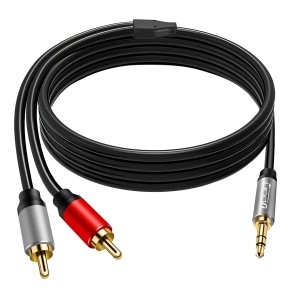 Storite 3.5mm to 2RCA Adapter Stereo Audio Cable, 3.5mm AUX to RCA Y Splitter Cable Male for Smartphone, Tablet, Speaker, MP3, TV, PC, Amplifiers – (Black, 150 Cm)