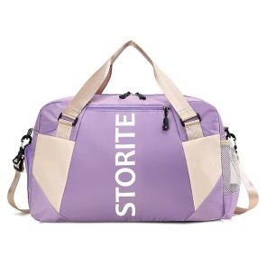 Storite Nylon 47 Cm Imported Travel Duffle Bag, Sports Shoulder Bag for Women with Wet Pocket & Shoe Compartment Weekender Overnight Luggage Bag (Purple,47x20x28 cm)