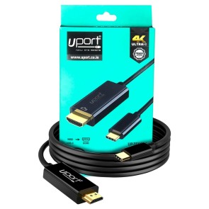 UPORT 1.8 Mtr Type C To 2.0 Hdmi Cable, 4Kx2K@60Hz,18GBPS Transmission High Speed,UHD Resolution Connect To Laptop,Projector,Monitor, Smartphone (6Ft, Black)