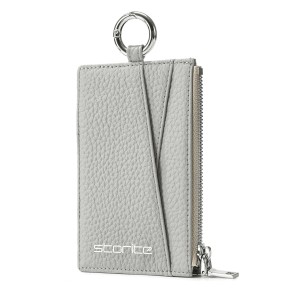 Storite Womens 6 Slots PU Leather Zipper RFID Blocking Credit/Debit/Atm Card Holder Money Wallet Coin Purse with Keyring Grey(12.5 x 0.5 x 9 cm)