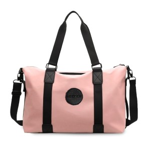 Storite Nylon 35Cm Travel Duffle Bag for Women, Sports Shoulder Bag for Women with Wet Pocket Weekender Overnight Luggage Bag (Pink, 42 x 15 x 35 Cm)