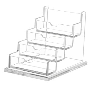 DAHSHA Premium Acrylic Transparent Crystal-Clear Visiting Business Card Holder/Display Stand Desk Organizer For Office Table (4 - TIER)