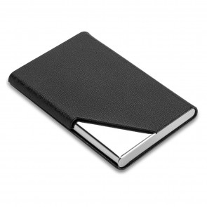 Storite PU Leather Steel Business Visiting Name Card Holder for Men and Women -(Black,6 x 1.5 x 9 cm)