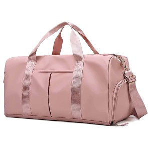 Storite Foldable Travel Duffel Bag, Sports Duffels Bag, Shoulder Handbag for Women, Outdoor Weekend Bag with Shoe and Wet Clothes Compartments (46x23x23 cm, Pink)