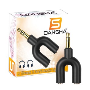 DAHSHA 3.5 mm Audio Stereo Y Splitter Adapter, 3.5mm 1 Male to 2 Port Female for Earphone, Adapter for Smartphone, Tablets, MP3 Players with Special Box Packing