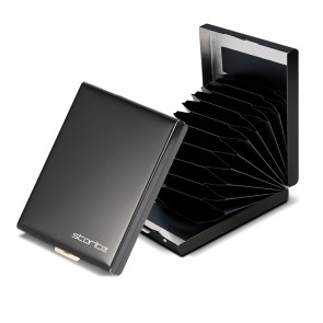 Storite 10 Slot RFID Blocking Vertical Metal Slim Credit Debit ATM Card Holder Wallet For Men And Women (Black-9.5 x 6.6 x 1.9 CM )