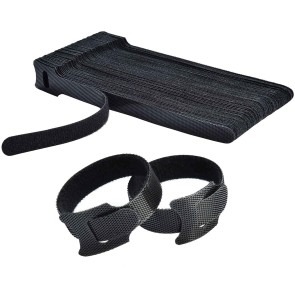 Storite Reusable Adjustable Cord Management Hook & Loop Ties Strap Wire Organizer (6 Inch, Black) (Pack of 20)