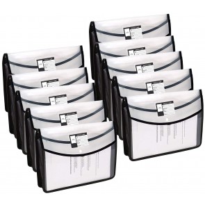 Storite 10 Pcs Transparent Poly-Plastic A4 Document Holder with Snap Button Closure, Project Envelope Folder