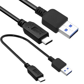 Storite 30cm USB Type C to USB 3.0 Male Cable - Black, up to 5Gbps Fast Charging & Syncing Cord Compatible with External HDD and SSD
