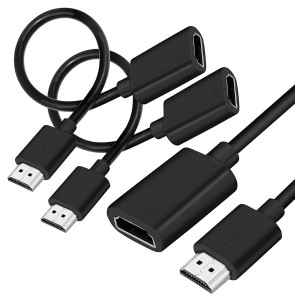 SaiTech IT 2 Pack 19 Pin Male to Female HDMI Extension Cable Support 4K 1080P HDMI Extender Adapter Converter Compatible for TV Stick DVD HDTV LCD HD TV – (30cm, Black)
