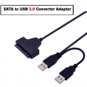Storite Dual USB 2.0 to 2.5" SATA Hard Disk Drive Adapter - SATA to USB 2.0 Converter (Only Works with 2.5-inch HDD/SSD)