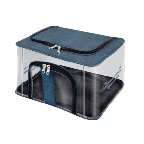 Storite Nylon 33 L PVC Transparent Moisture Proof Storage box for Clothes Closet Wardrobe Organizer Saree Bags for Clothes with Carry Handle - (DarkTeal, 44 x 31 x 24 cm)