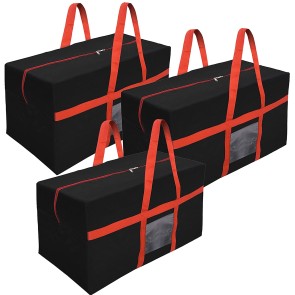 Storite 3 Pack Nylon Multi-Purpose 128 L Large Clothing Storage Organizer/Toys Storage Bag/Stationery Paper Storage Bag for Travel (Red Black, 80x39x41 cm), Rectangular