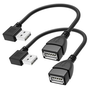 SaiTech IT 2 Pack 90 Degree USB 2.0 Extension Cable Type A to Male to Female High Speed Connection, Supper Fast Speed 480 Mbps Data Transfer Extender Cord-Black
