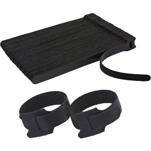 Storite Reusable Adjustable Cord Management Hook & Loop Ties Strap Wire Organizer (6 Inch, Black) (Pack of 50)