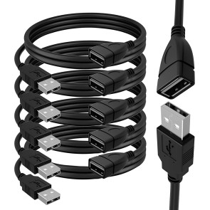 SaiTech IT (5 Pack) Speed USB 2.0 Extension Cable 480Mbps Male A to Female A for Laptop/PC/Printers - 3 Feet - 1M