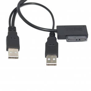 Wholesale USB 2.0 to 7+6 13Pin Slimline SATA Laptop CD/DVD Rom Optical Drive Adapter Cable with Dual USB