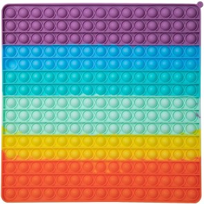 Storite Big Size Push Fidget Toy, 225 Bubbles Stress Relieving Sensory Toy, Big Size Square Silicone Decompression Toys, Huge Anti-Anxiety Toy for Kids & Adults (Rainbow, 30x30 cm)