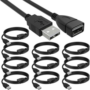 SaiTech IT (10 Pack) Speed USB 2.0 Extension Cable 480Mbps Male A to Female A for Laptop/PC/Printers - 3 Feet - 1M