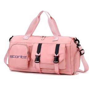 Storite Nylon 44 cm Imported Travel Duffle Bag for Women, Sports Gym Shoulder Handbag Carry Weekender Overnight Luggage Bag with Shoe and Wet Clothes Compartments - (Pink,44x22x24 cm)