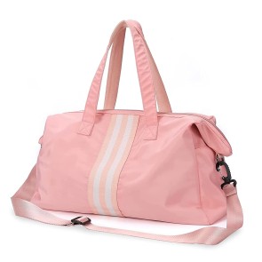 Storite Nylon 47 Cms Middle Strip Travel Duffle Bag for Women, Wet Separated Gym Tote Bag Style Overnight Bags, Waterproof Gym Sport Luggage Bag (Pink, 47x20x27cm)