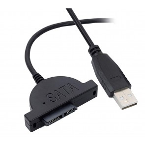 Storite USB 2.0 to 13Pin Slimline SATA Laptop DVD ROM Optical Drive Adapter – Black 35cm