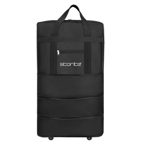 Storite 3 Layer Nylon Duffle Bags/Convertible Travel Luggage with Wheels/Waterproof Traveling Bag for Clothes/Foldable - Extendable Duffle Bag for Men and Women (Black)