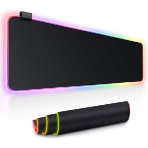 Storite RGB 800mm x 300mm x 4mm Gaming Mouse Pad, Large Soft Mouse Pad with 14 LED Lighting Modes,Gaming Desk Keyboard Pad, Non-Slip Rubber Base (80cm x 30cm x 4cm)- Black