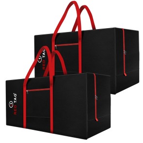 Storite Pack Of 2 Moisture Proof Heavy Duty 1680 Denier Nylon Multi-Purpose 236 L Extra Large Toys Storage Bag/Stationery Paper/Blankets/Clothes Storage Bag (Red Black 113x39.5x53 cm)