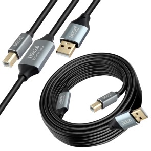 UPORT 10 Meter USB Printer Cable, USB A to Male To USB B 2.0 Active Printer Cable Cord Compatible with Printers - Black