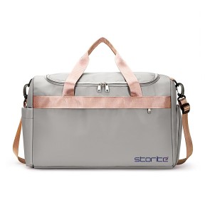 Storite Nylon 44 Cm Imported Travel Duffle Bag for Women Sports Gym Shoulder Bag with Shoe Compartment Weekender Overnight Travel Luggage Bag - (Grey - 44x28x20 Cm)