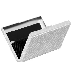 Storite 8 Slot Slim Metal RFID Blocking Credit and Debit Card Holder Wallet for Men & Women (9.5 x 6.7 x 1.5cm, Silver Water Ripple)