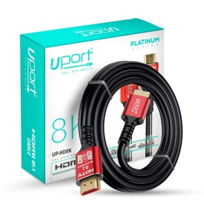 UPORT 8K HDMI Cable HDMI 2.1 Ultra High Speed 48Gbps with eARC Supports 8K@60Hz, 4K@120Hz for Superior Video and Sound Quality, Compatible for PC Soundbar, TV, Monitor, Laptop – 1.8M