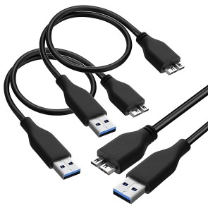Storite 2 Pack High Speed Micro USB 3.0 Cable A to Micro B for External & Desktop Hard Drives-45 cm