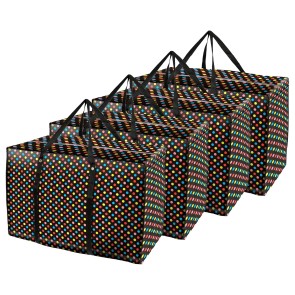 Storite 4 Pack Multi-Purpose Plastic Heavy Duty 145 L Moisture Proof Jumbo Size Underbed Storage Bag/Toys/Stationery Paper/Clothes Storage Bag/Moving Bags with Strong Handle (88x59x28cm, Multicolor)