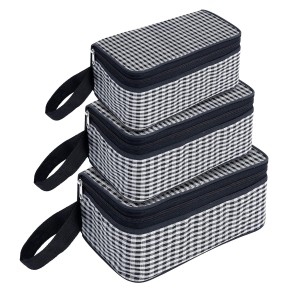 NISUN Set of 3 Difference Size Multipurpose Travel Pouch Toiletry Shaving Makeup Kit Zipper Stationary Case Pen/Pencil/Pouch - Grey